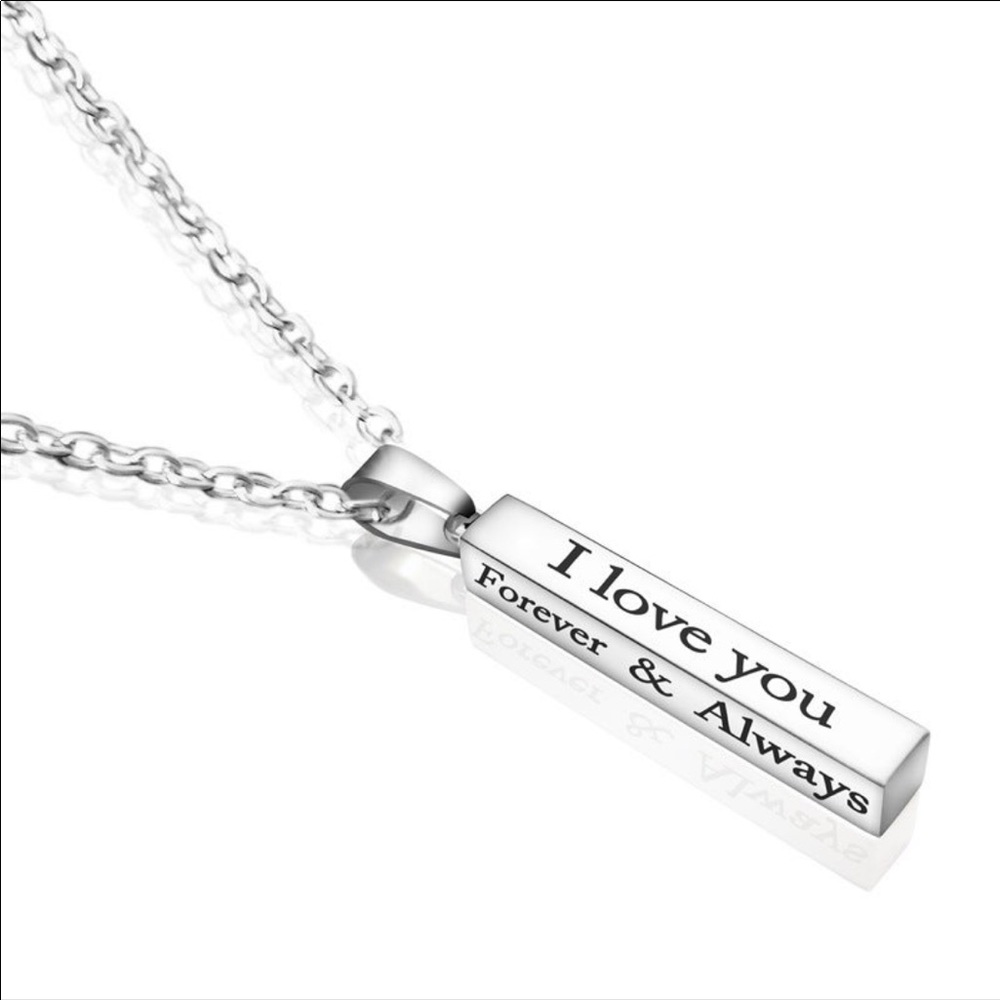 New Stainless Steel LOVE ❤️ Bar Necklace - Picture 1 of 4
